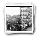 Carnaval de 1906 - [Cortejo dos] Fenianos: Grupo dos 29 [ em desfile na Rua dos Clérigos, entrando na Praça de D. Pedro IV]