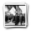 Centenário de Alexandre Herculano, maio de 1910: Grupo de notáveis em representação no cortejo [na Praça Carlos Alberto com a Praça dos Voluntários da Rainha, no Porto]