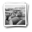Carregando as pipas de vinho do Porto da Robertson, 
para as barcaças, para embarque no Entreposto de Vila Nova de Gaia