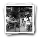 Nova Cintra, família [: Palmira e Aurélio Paz dos Reis com a filha Hilda no jardim]
